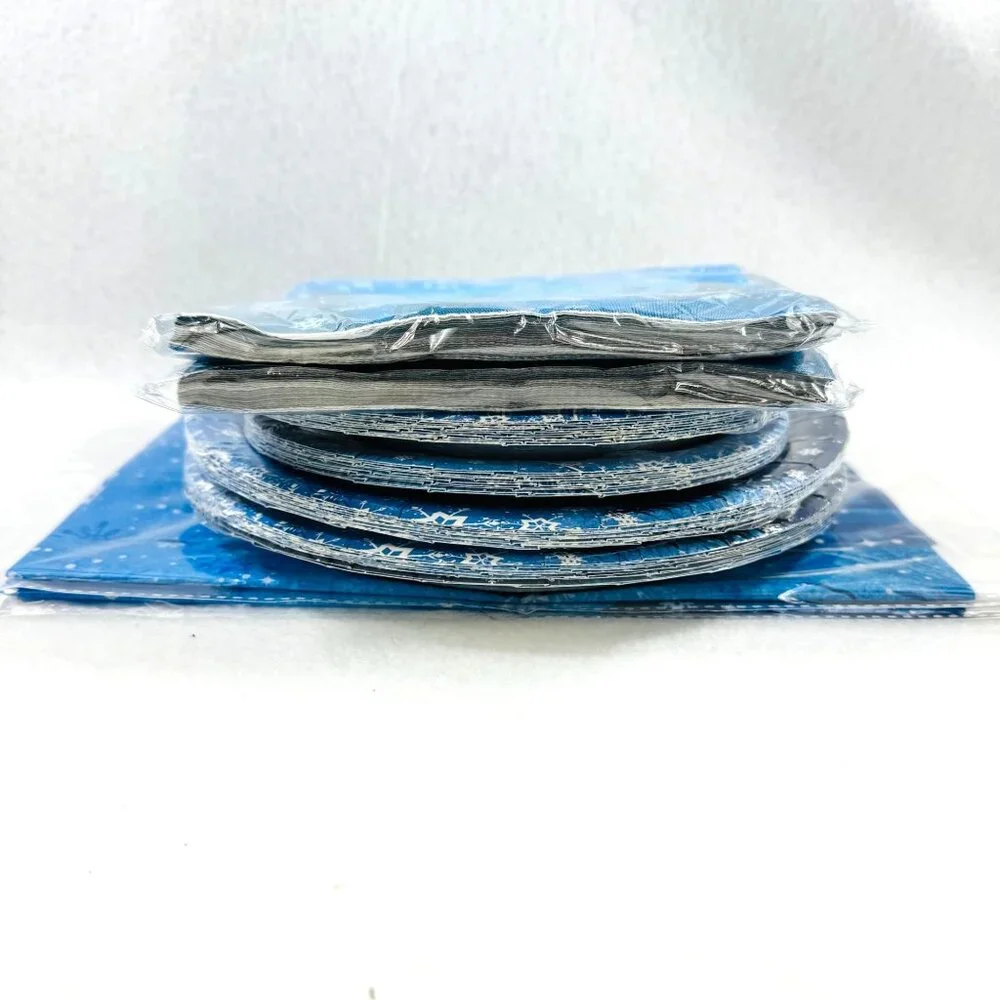 Winter Snowflake Scene Paper Plate & Napkins 10ct ea Plastic Tablecloth (2-Pack)